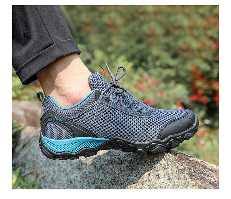 HUMTTO Mesh Hiking Shoes, Non-Slip And Wear-Resistant, Men's Outdoor Climbing Shoes, Breathable Casual Men's Shoes, Black, Size 39 3