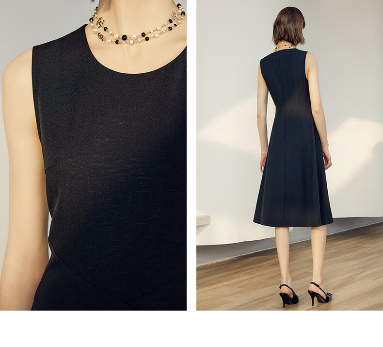 YANYEE Elegant Dress Women 2024 Autumn Waist-Slimming Simple Vest Dress Inner Dress Black 1 XL 11