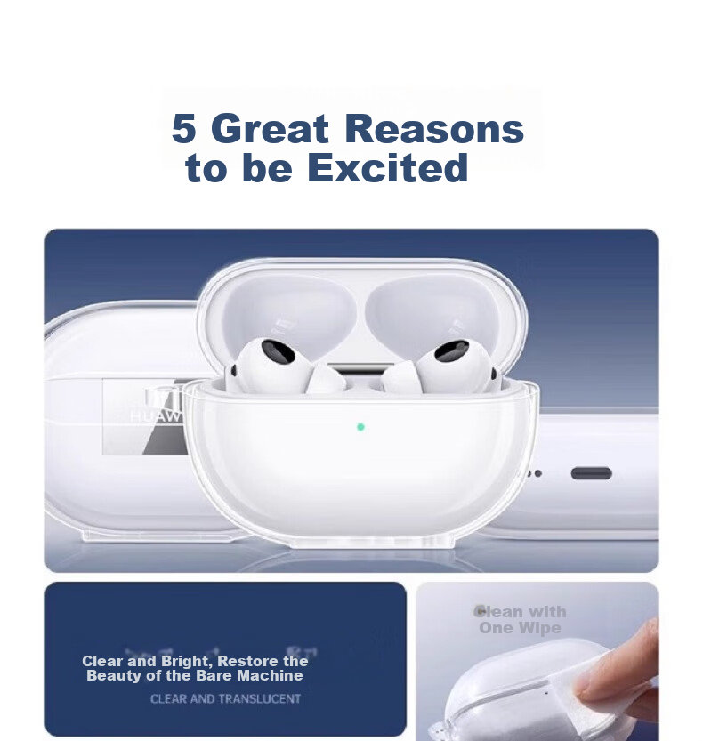 TRUST ME Transparent Protective Case for Huawei FreeBuds Pro 4, Huawei Earphones, Simple Anti-Yellowing Design, Shockproof, Anti-Loss, New Transparent Model 4
