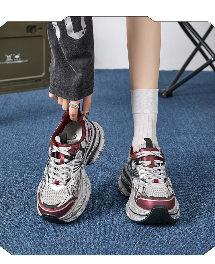 ZHR Dad Shoes for Women, Summer Mesh Breathable Thick-Soled Height-Increasing Casual Couple Shoes, JT67E, Silver, Size 38 17