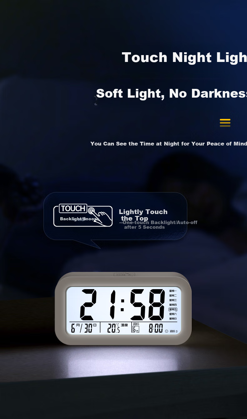Mashi Alarm Clock for Students And Children, Bedroom Bedside Clock, Specialized Wake-Up Device, 2026 New Smart Electronic Desktop Clock, Back-To Essential, Black Back-To Gift 7