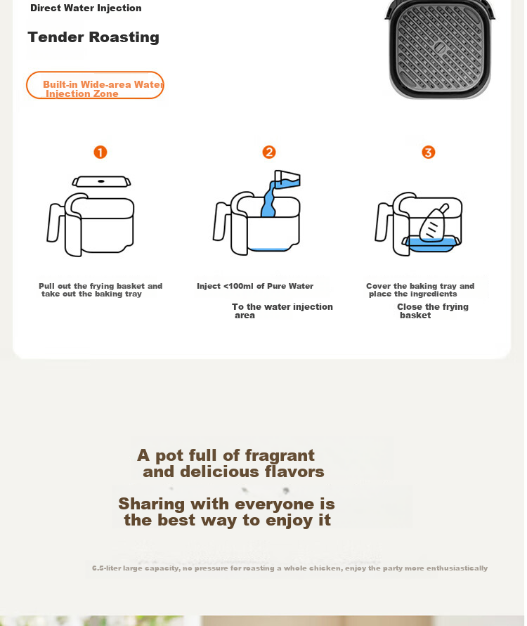 Joyoung Home 6.5L Large Capacity Electric Air Fryer with Upper And Lower Heating, No-Flip Design, Visible Window, 5 Cooking Modes, Adjustable Texture, Air Fryer KL65-V573 31