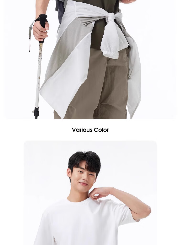 CAMEL Men's Round Neck T-Shirt, Loose-Fitting Solid Color Cotton Breathable Cool-Feeling Sports Short Sleeve Half Sleeve A25BAVV028 6