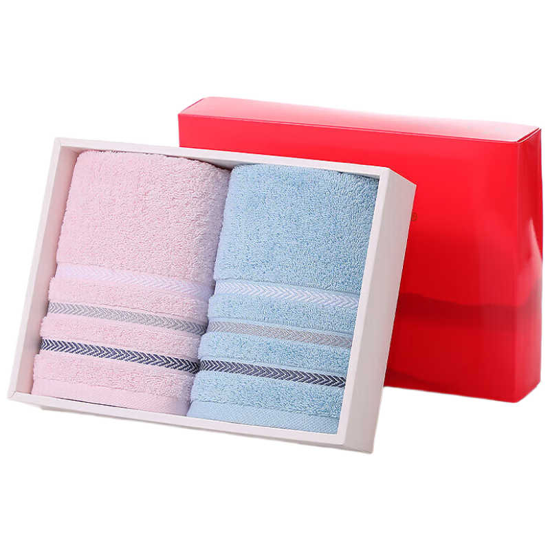 KING SHORE Towel Gift Set, Towel Set, Soft Comfortable Adult Face And Sports Towels, 2-Pack, Pink + Blue