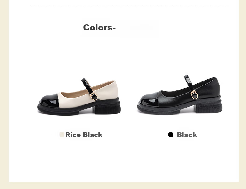 DAPHNE Black And White Mary Jane Shoes for Women, 2026 New Summer Style, Thick-Soled Versatile Shallow-Mouth Flat French Leather Shoes to Match Dresses 2