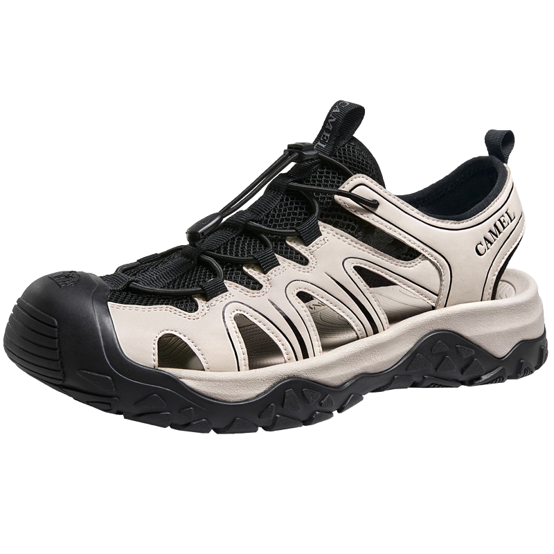 CAMEL Outdoor Water Trekking Beach Breathable Casual Sports Sandals for Men G15M076023 Off-White/Black Size 44