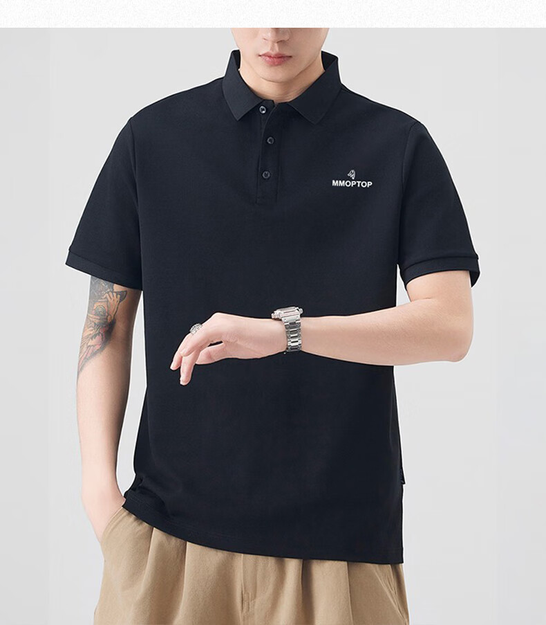 MMOPTOP Father's Day Suoluna Antibacterial Ice Silk Polo Shirt, Summer Men's Business Xinjiang Cotton Short Sleeve MP10 White M 18