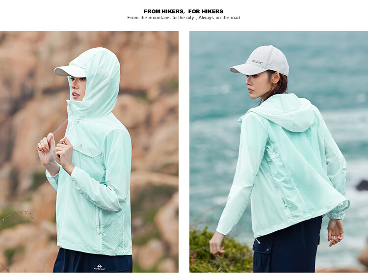 Pioneer Camp Zhuque Sun Protection Jacket for Women, Summer Outdoor Breathable UV-Resistant Hooded Original Yarn Sun Protection Clothing, Lightweight Outer Coat 12