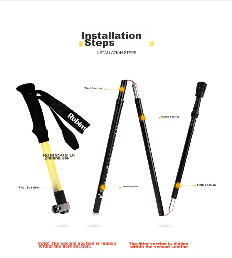 Lubinxun Carbon Fiber Aluminum Alloy Ultra-Short Ultra-Light Portable Folding Telescopic Trekking Pole for Men And Women, Trail Running Cane 6