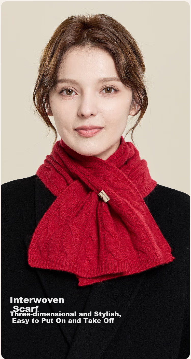 JIUMU Cashmere Scarf for Women, Autumn And Winter Wool Warm Neck Warmer, Gift Box Set for National Day Birthday Present 7