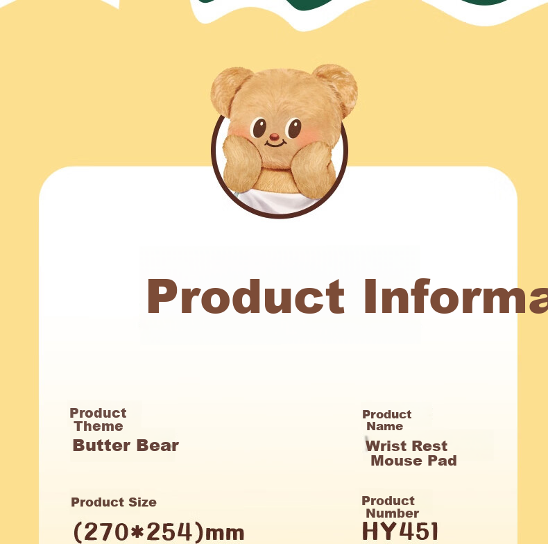 Deli Co-Branded Butter Bear Mouse Pad, Wear-Resistant Non-Slip Small Office Desk Laptop Gaming Mouse Pad, Wrist Rest Mouse Pad, Cute Style (Bear Version) 9