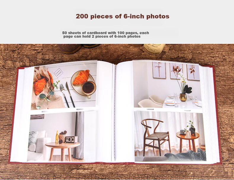 Nakabayashi Pocket Photo Album, 200 Pages, 6 Inches, Vintage Photo Collection, Insert Pages, Small Family Photo Book, Blue, BPKG-200 4