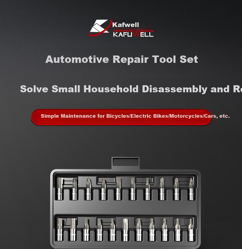Kafuweier 46-Piece Socket Wrench Set, Auto Repair Toolbox Kit, Ratchet Motorcycle Repair Tools, Complete Roadside Set with Quick Torque Screws 1