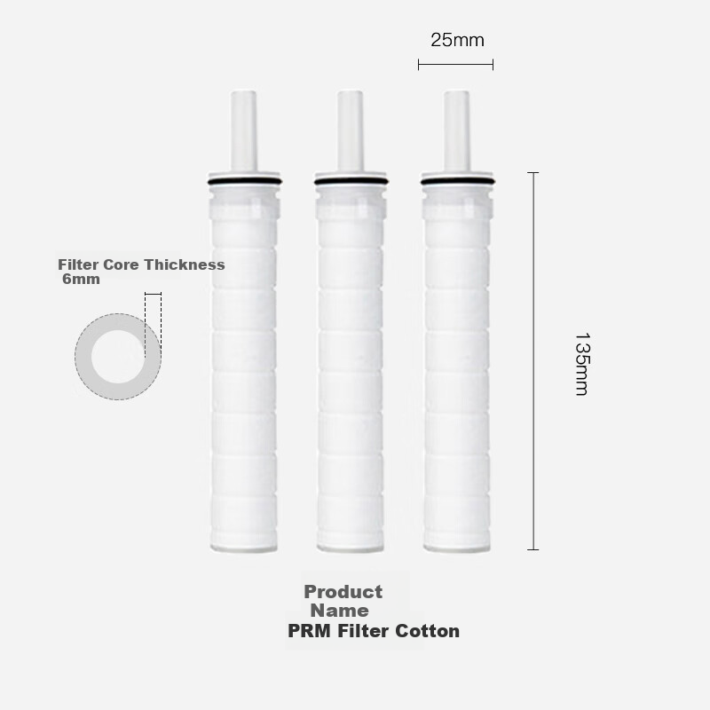 Aroma Sense Korean Imported Shower Head Filter Cartridge, Water Purification Micro-Fiber Filter Cotton, 6-Pack AS-PRM