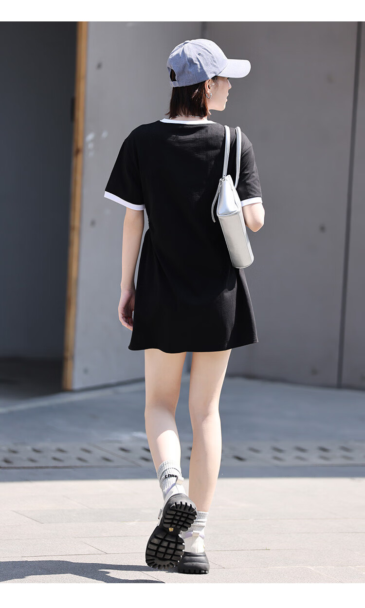 Dme [Low-Cut Dress] Summer Round Neck Short-Sleeve Dress with Hollow-Out Waist Desig 19