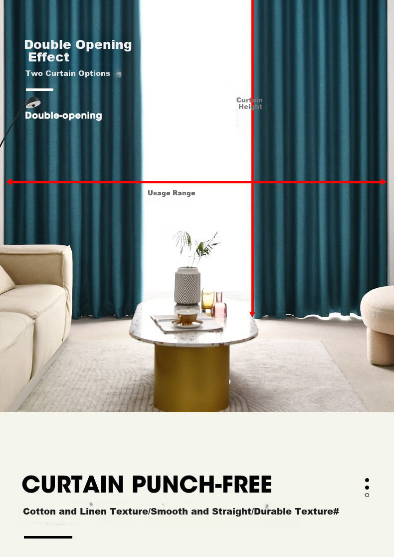 Shuixingjiafang No-Drill Blackout Curtains for Bedroom, High Light Blocking Fabric with Rod Set, Bay Window Sunshade, 3.6x2.7m, Beige 6