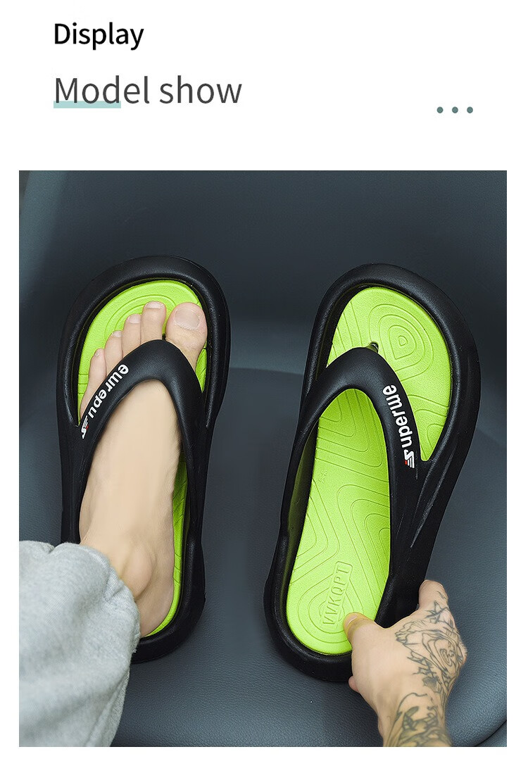 YUZHAOLIN Men's Flip-Flops, Sports Wear, Thick Sole, Height-Increasing, Comfortable Sandals, YY555, Khaki, Size 40/41 6