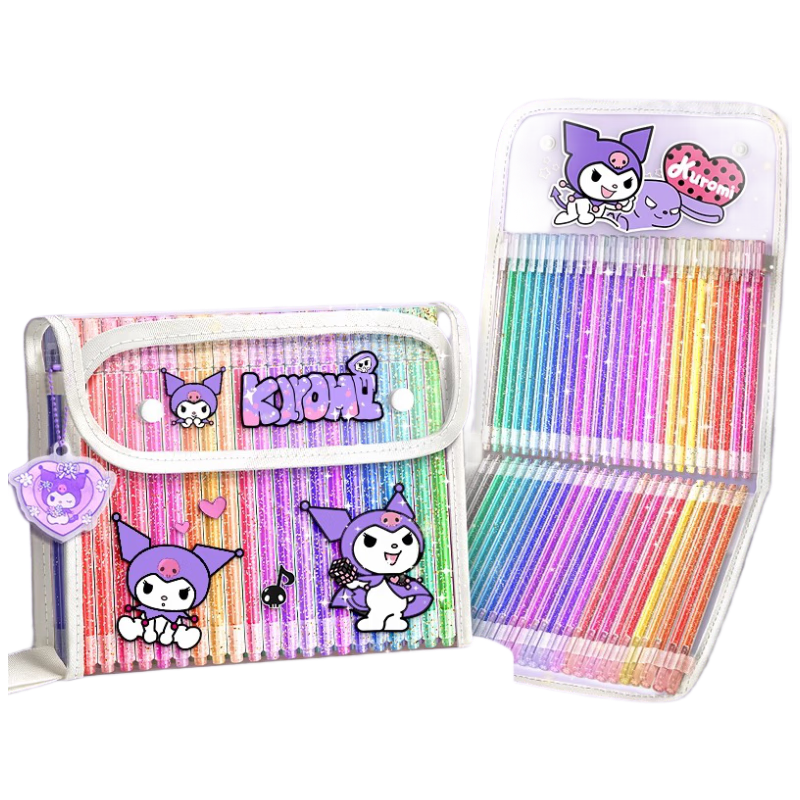 Shuxing Kuromi 36-Color Assorted Glitter Gel Pens, Journaling Special Shiny Glitter Pens, Children's Shimmering Color-Changing Fluorescent Sand Beads for Drawing