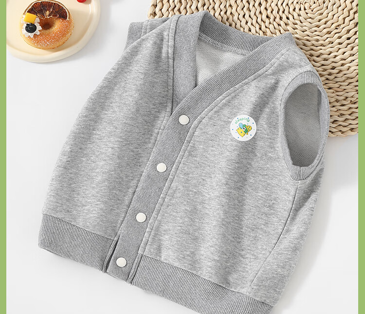 Mini Wooden House Kids Vest Boys Girls Spring Autumn Children's Open Front Vest Versatile Sleeveless Black Cloud Bear 130 8