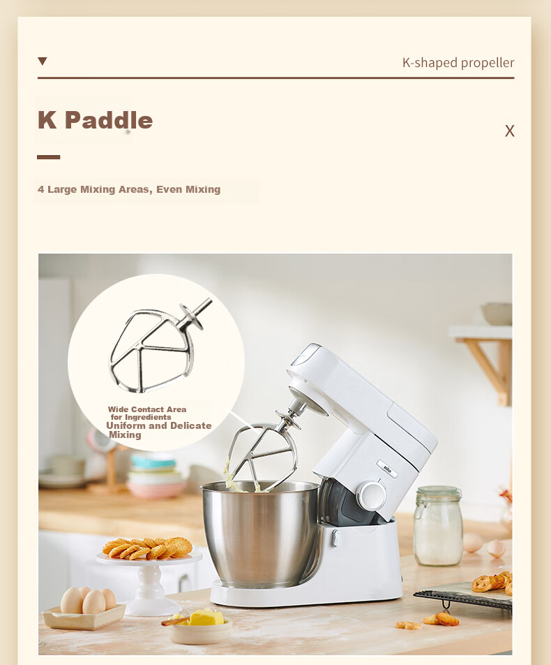BRAUN Household Kitchen Machine, 6.7L Multifunctional Whisking And Mixing Machine, Electric Egg Beater, Baking Cream Whipper, Self-Operated Blending Food Processor KBL4300W 13