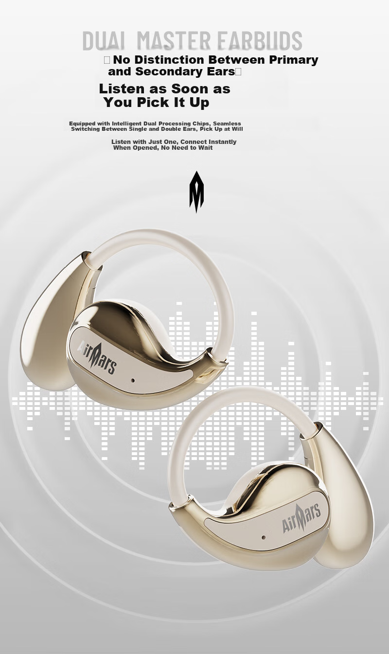 AIRMARS FORSMARTPHONE Bluetooth Headphones, Wireless Earphones, In-Ear Style, Active Noise Cancellation, Stereo Surround Sound, Long Battery Life, Bone Conduction Concept, Compatible with Apple And Huawei, ABO13, Off-White 3