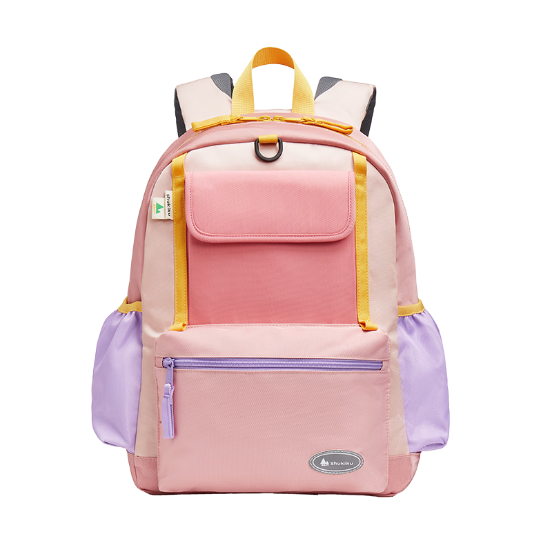 SHUKIKU Colorful Children's Spine Protection Backpack for Primary School Students Grades 1-6, Lightweight Double Shoulder Bag Gift Box Set, Cherry Jelly Color, Size M