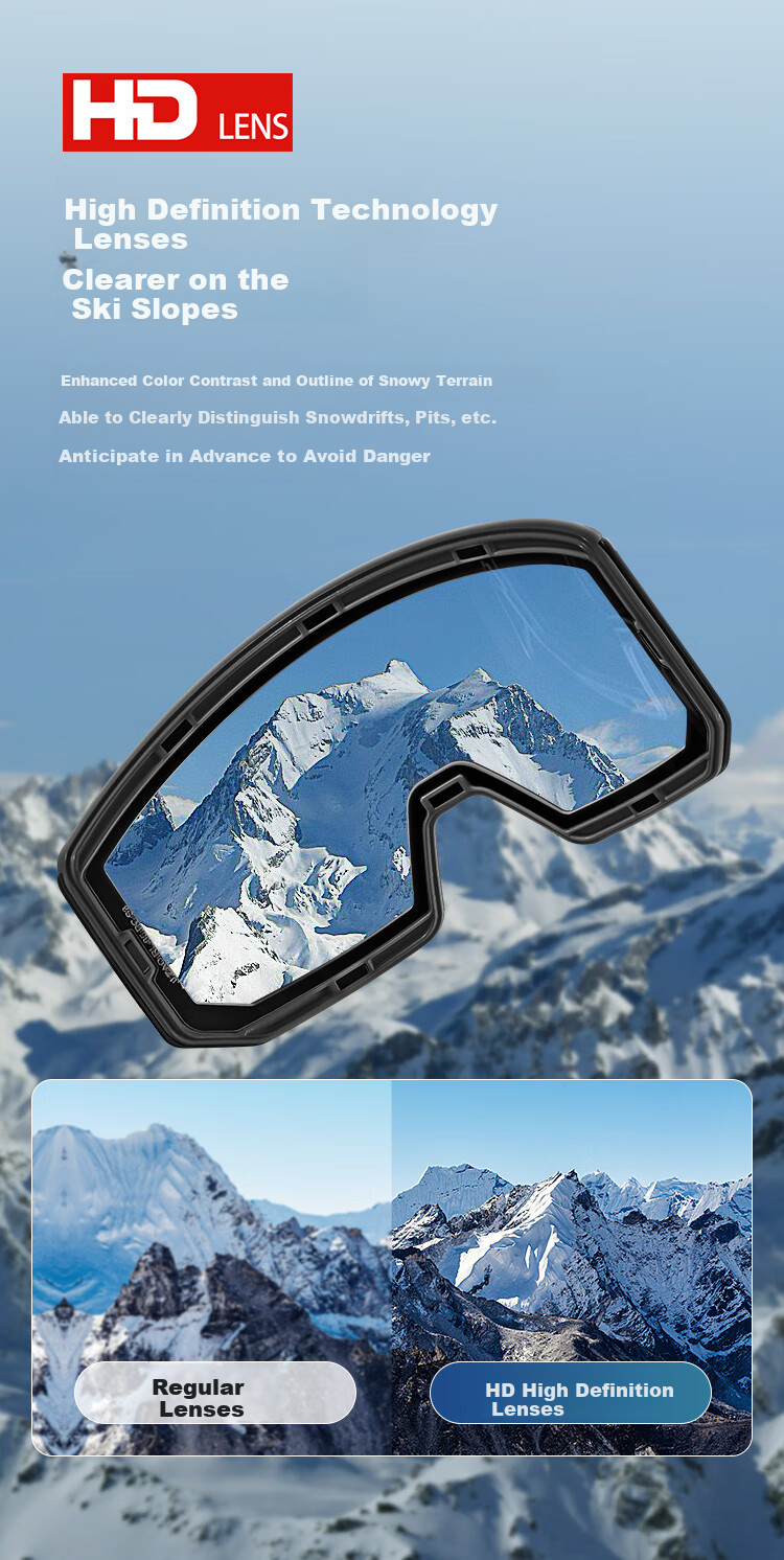 JD Original [Five-Star Certified] Ski Goggles, Anti-Fog And Windproof Protective Eyewear, Professional Ski Glasses for Men And Women, Snow Mountain Silver 5