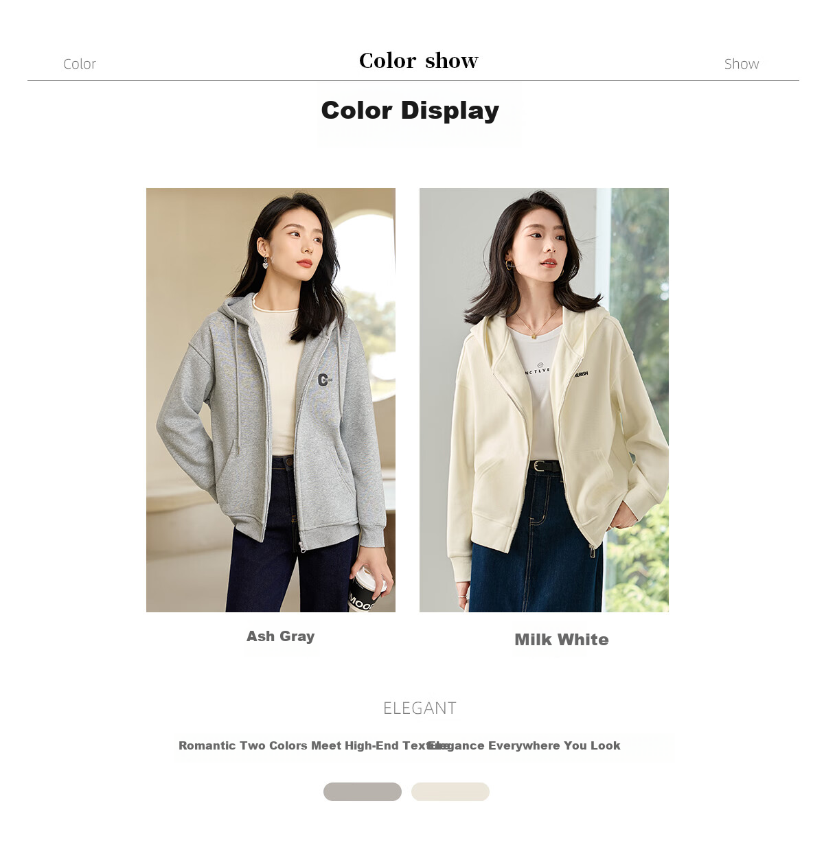 Chushen Spring and Autumn Casual Short Jacket Women Zipper Design Hooded Pocket Sweatshirt Loose Top S143U1003 10