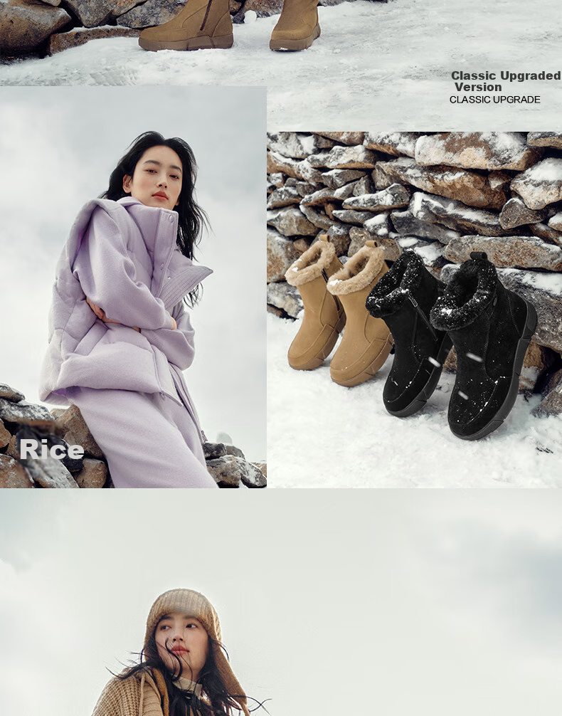 SENDA Snow Boots for Women, 2024 New Warm Plush Northeast Short Boots, Red-Medium/short Dual Wear, Size 37 14