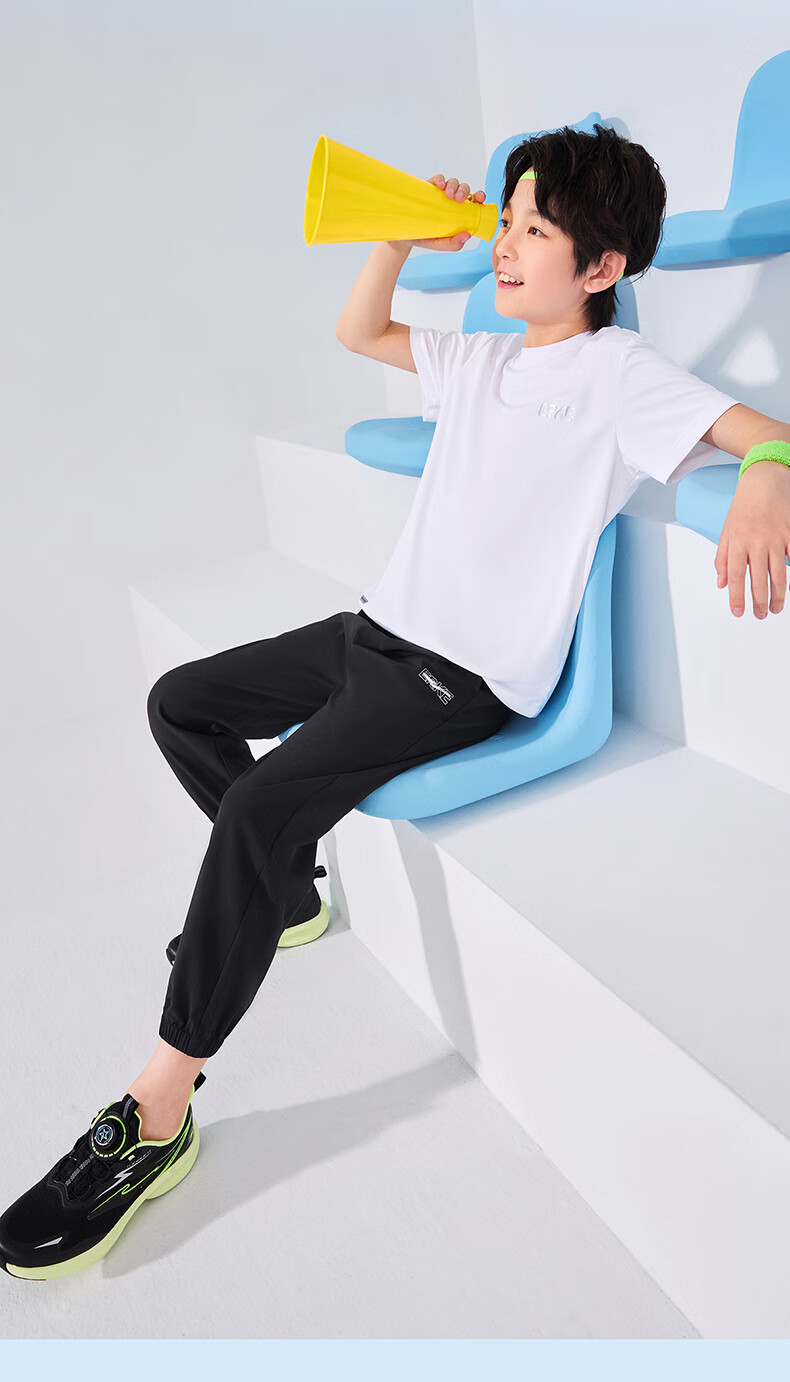 ERKE Children's Clothing, Boys And Girls, Big And Small Kids, Woven Four-Way Stretch, Summer Lightweight Breathable Sports Capri Pants, Capsule Green, Size 120 10