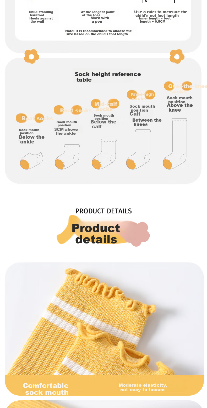 LangSha Children's Socks, Girls' Mid-Calf Cotton Socks for All Seasons, Preppy Style, High Elasticity, Comfortable And Breathable Student Socks, Socks for Older Childre 6