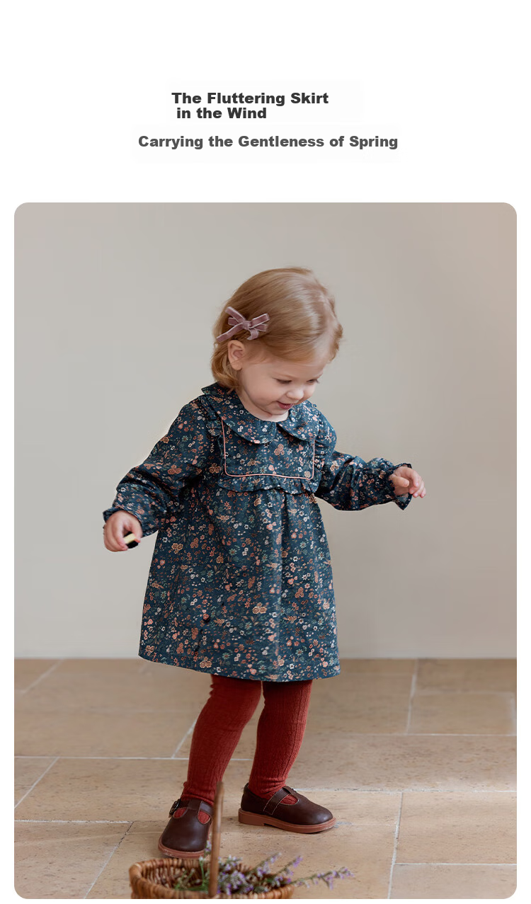 Babylove Girls' Dress, Spring And Autumn Pure Cotton Infant Outdoor Clothing, Stylish Sweet Cute Floral Print Skirt 4