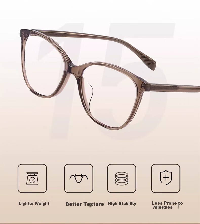 LOHO New 2024 Cat Eye Glasses for Women, Myopia, Anti-Blue Light, Slimming Frame, Bare Face Glasses, Prescription Available, YX8063 Orange 9