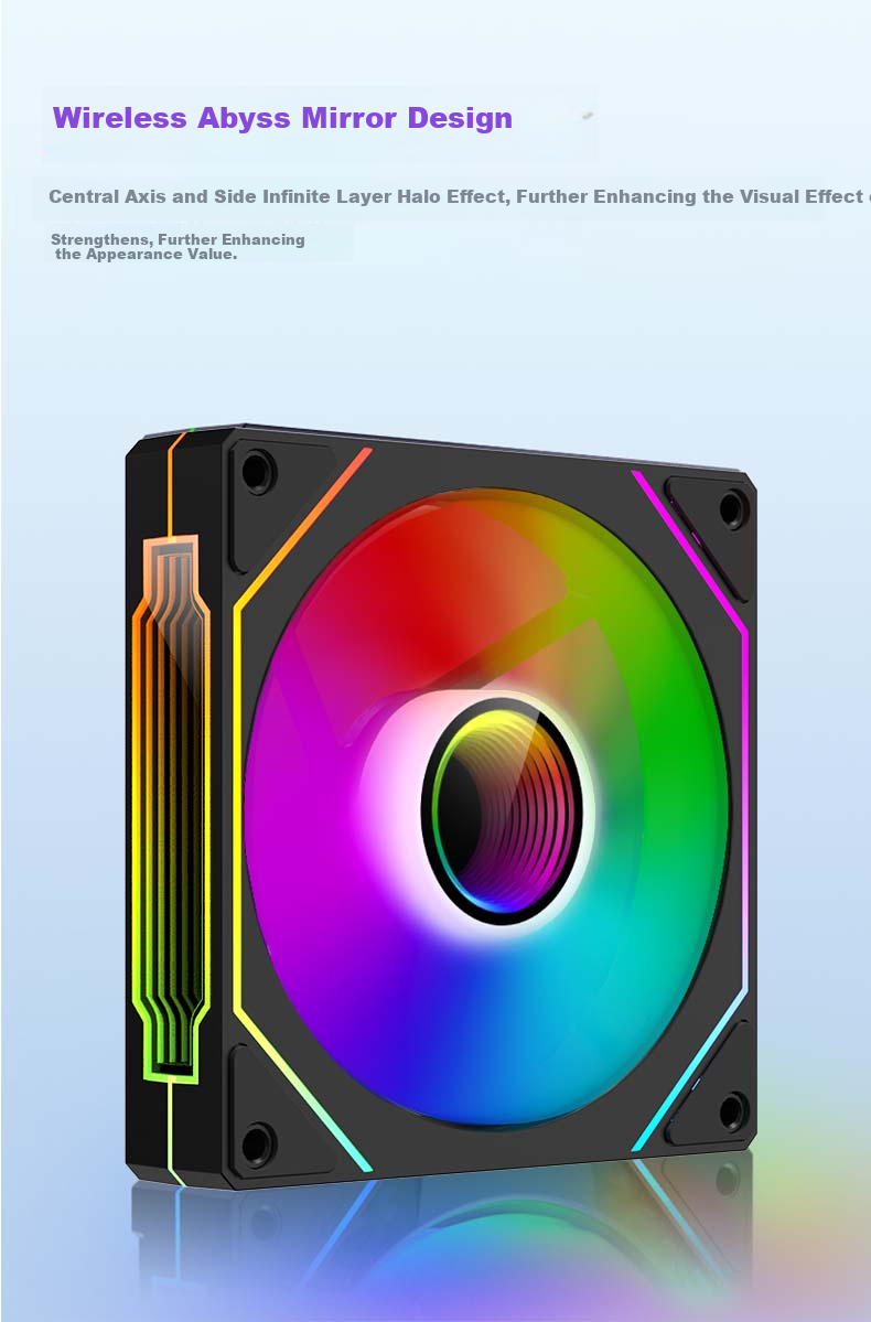 PowerTrain Prism 5 PRO Case Fan, 12CM Black Straight Blade, ARGB Synchronized Lighting, Desktop Computer Cooling Fan, PWM Intelligent Speed Adjustment, Infinite Mirror Light Effects 2