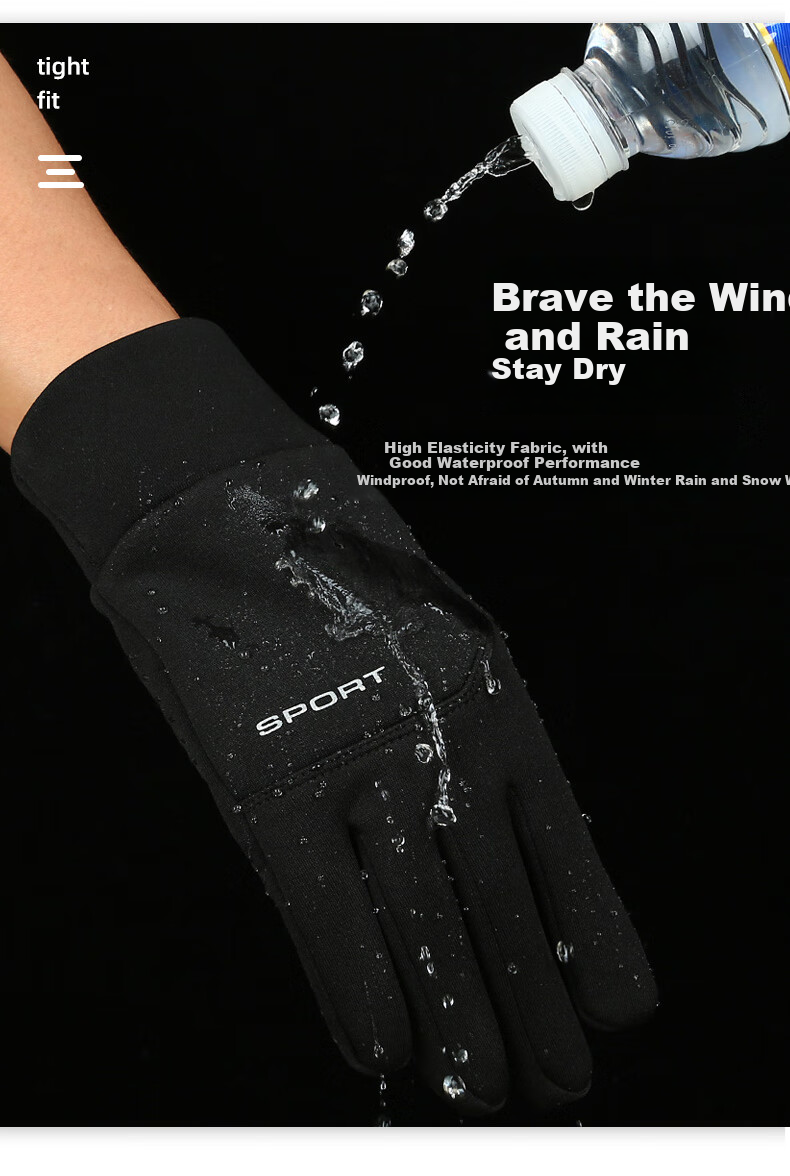 LAC Winter Outdoor Sports Cycling Fleece Gloves, Touchscreen Compatible, Non-Slip, Finger-Individually Cotton Gloves, Black 4