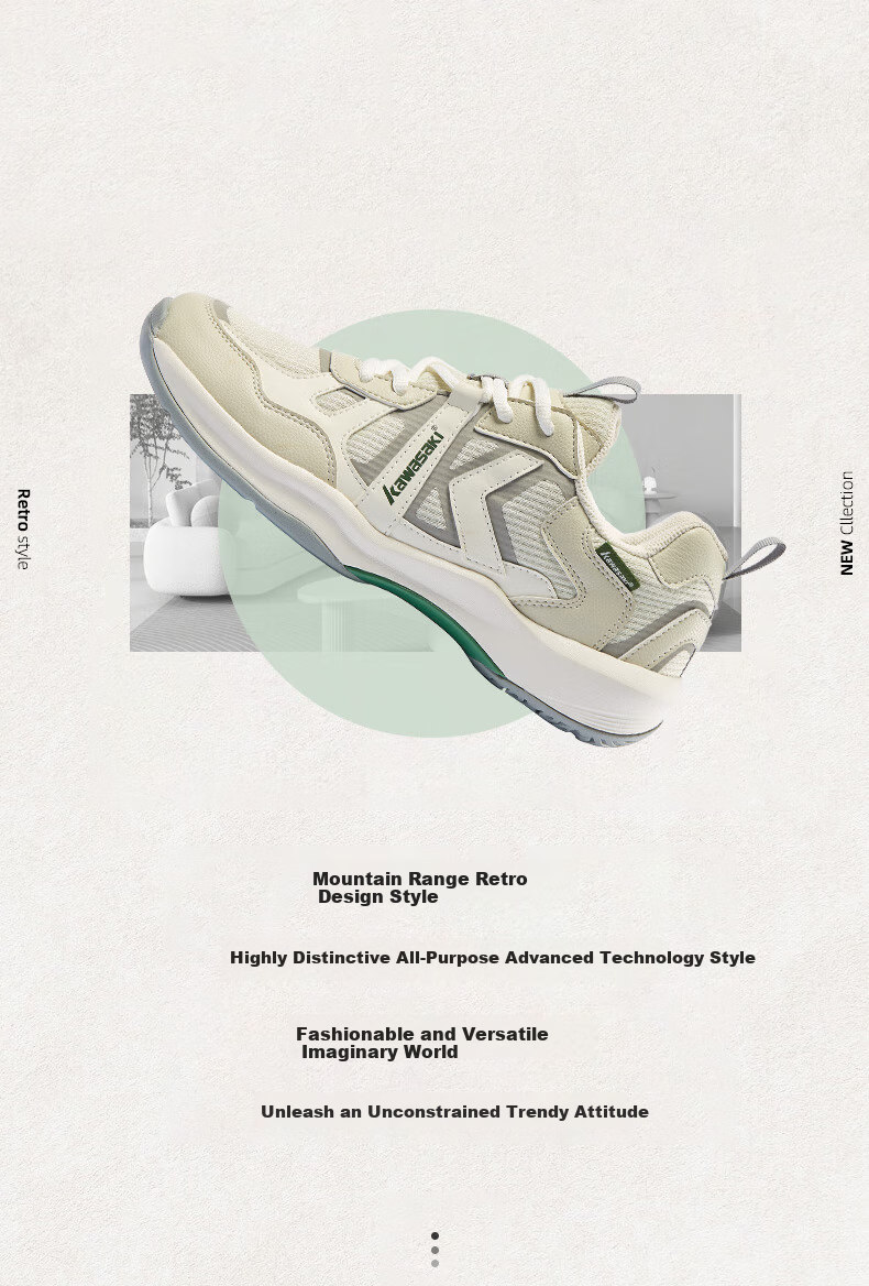 KAWASAKI Badminton Shoes Retro Style for Men And Women, Non-Slip Wear-Resistant Professional Sports Shoes A3308 Chanshi Gray 35 2