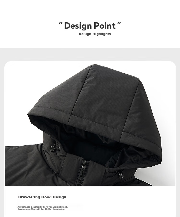DANCING WOLVES [236G High-Loft Filling] Graphene Insulated Heavyweight Hooded Men's down Jacket, 001 Black, Size 185 5
