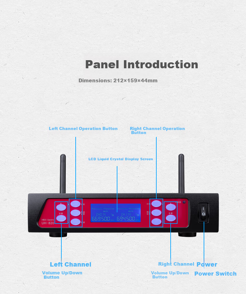 HiVi UH820 Home KTV Sound System UHF Wireless Microphone Set, Wireless Microphones One-To Combination, Singing Karaoke Meeting Speech Mobile TV Karaoke Accessories 5