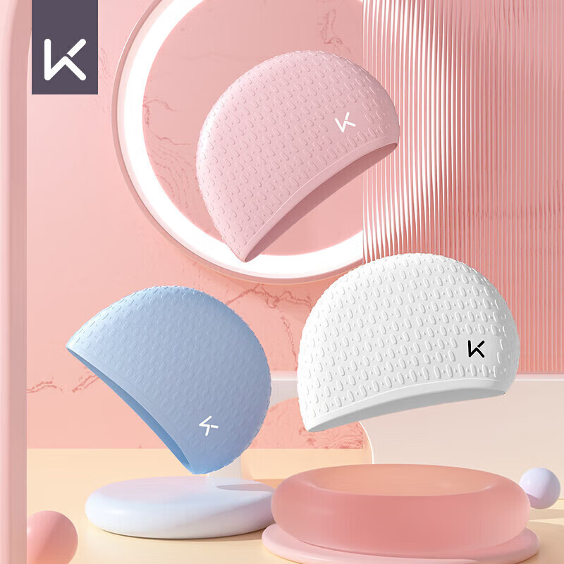 Keep Swimming Cap for Women, Large Size, Waterproof, Non-Binding, for Long Hair, Silicone Ear Protection, for Adults And Men, White
