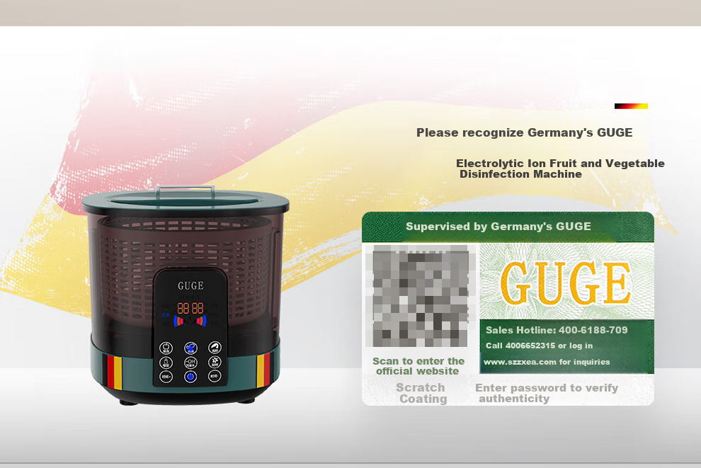 GUGE German Food Ingredient Fruit And Vegetable Cleaning Machine, Automatic Washer [Titanium · Forward And Reverse Washing], Fruit Purifier, Sterilizer, Pesticide Residue Remover G99 11