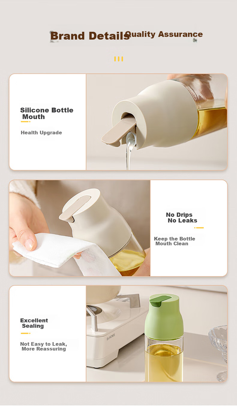 COOKER KING Oil Sprayer Bottle, Seasoning Bottle, Oil Bottle, Measuring Atomizing Oil Bottle, Soy Sauce And Cooking Wine Bottle, Cream Yellow Silver 8