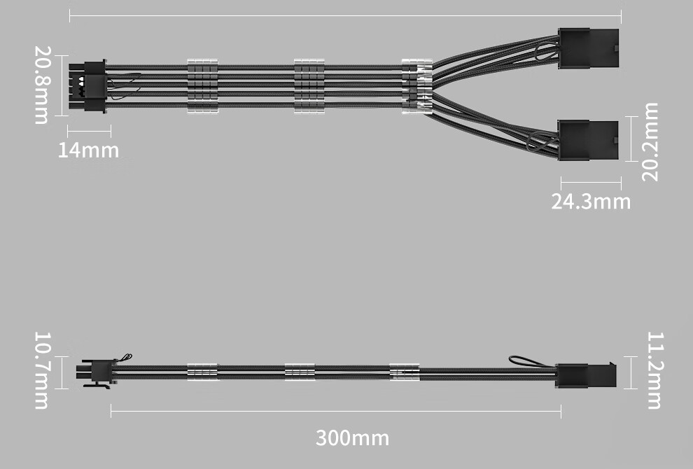 BURLEFRAN 12VHPWR GPU Power Extension Cable 2x8Pin to 16Pin 12+4Pin Dual 8P to 12+4P 34cm Black 5