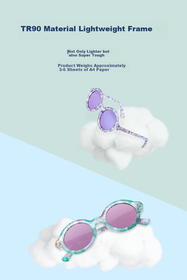 Kigo Gradient Retro Sun Protection UV-Resistant Glasses for Older Children, Elegant White 12+ 3