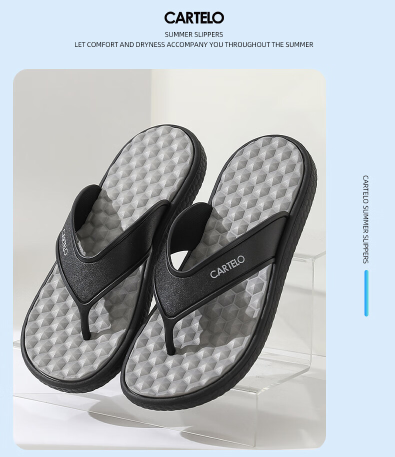 CARTELO Men's Flip-Flops, Summer Casual Sandals for Outdoor Wear, Beach Shoes, Style 1550, Green, Size 42 11