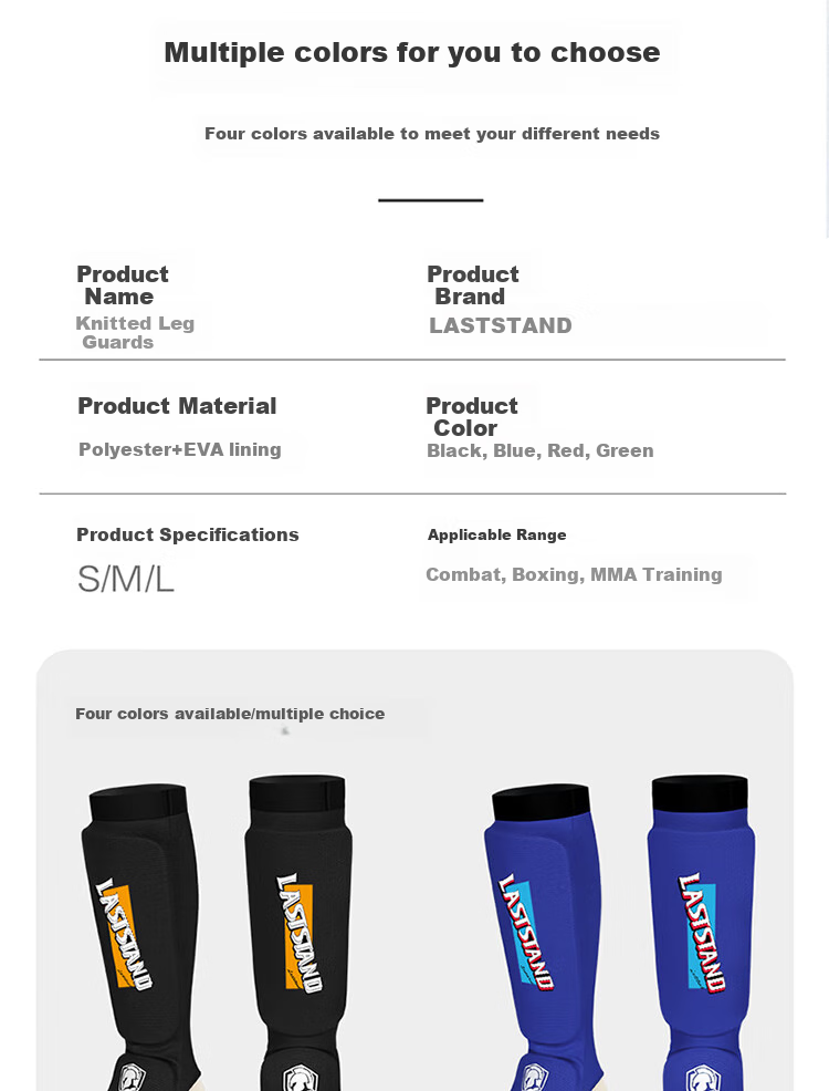 LASTSTAND Muay Thai Fighting Knitted Leg Guards for Adults And Children, Boxing Training Shin Guards with Foot Support, Blue, Size S 5