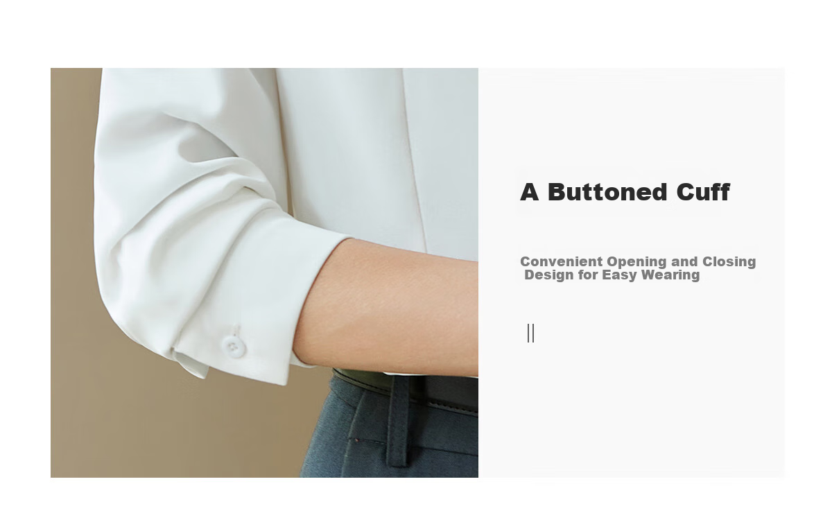 Chushen Spring And Autumn Long-Sleeve Shirt for Women, V-Neck Collar, Casual Versatile Commuter Professional White Blouse S143C2049 M Size 7
