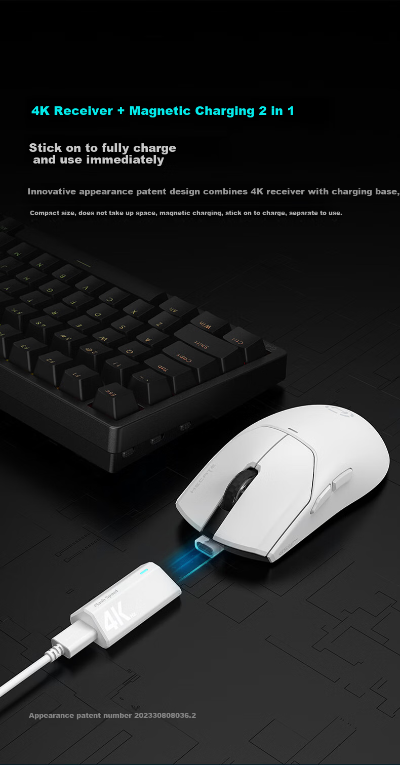 EDIFIER HECATE G5M Ultra Dual 8K Wireless Wired Bluetooth Tri-Mode Gaming Mouse PAW3950 Long Battery Life Hot-Swappable Switch Lightweight Silent White 12