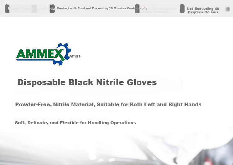 AMMEX Disposable Gloves, Food-Grade Nitrile Work Protective Gloves, Waterproof Non-Slip Oil-Resistant Gloves, Multi-Purpose Durable Wear-Resistant Dishwashing Gloves, Kitchen Cleaning Thickened Gloves, 100 Pieces L Size 1