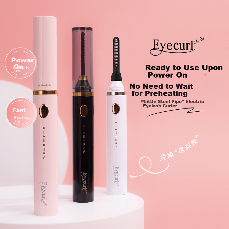 Eyecurl Pink Electric Curling Iron for Eyelashes, Rechargeable Eyelash Curler, Long-Lasting Shaping Tool for Beginners