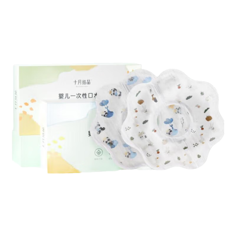 Shiyuejiejing Disposable Drool Bibs for Babies, Washable Waterproof Portable Bibs, 2 Boxes 40 Pieces 28*26cm Farm + Panda